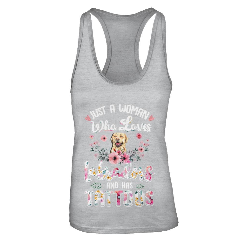 Just A Woman Who Loves Labradors And Has Tattoos-T-Shirt & Tank Top-Women's Ideal Racerback Tank-Heather Grey
