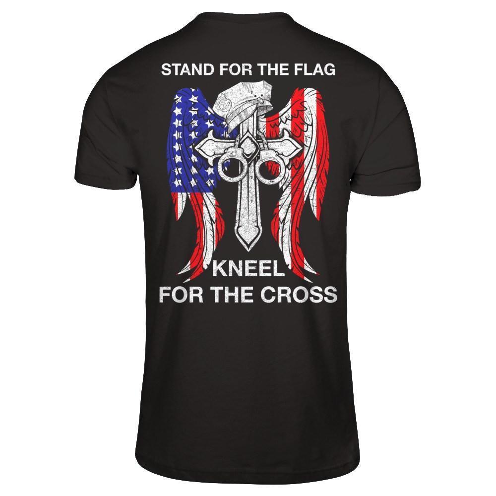 Police Stand For The Flag Kneel For The Cross-T-Shirt & Hoodie-Premium T-Shirt-Black