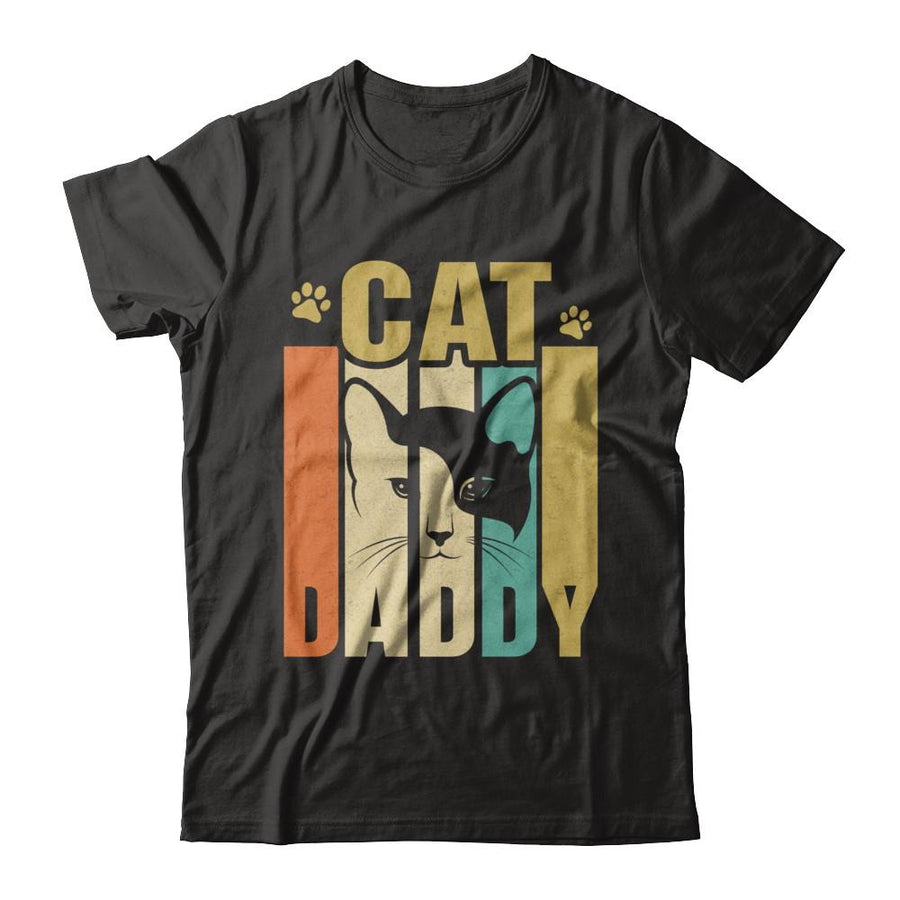 Retro Vintage Daddy Cat Father's Day Gift-T-Shirt & Hoodie-Classic T-Shirt-Black