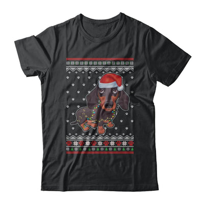 Dachshund Christmas Ugly Sweater Lights Dog Xmas Gift-T-Shirt & Sweatshirt-Classic T-Shirt-Black