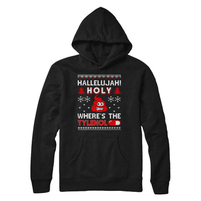 Hallelujah Holy Where's The Christmas Ugly Sweater-T-Shirt & Sweatshirt-Pullover Hoodie-Black