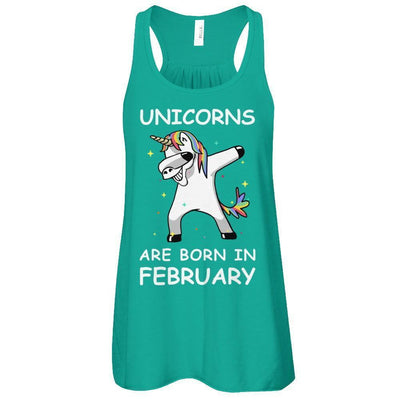 Unicorns Are Born In February Cute Dabbing-T-Shirt & Tank Top-Women's Flowy Racerback Tank-Kelly