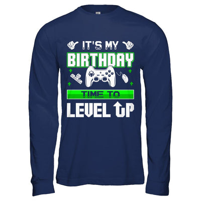 It's My Birthday Time To Level Up-T-Shirt & Hoodie-Long Sleeve T-Shirt-Navy