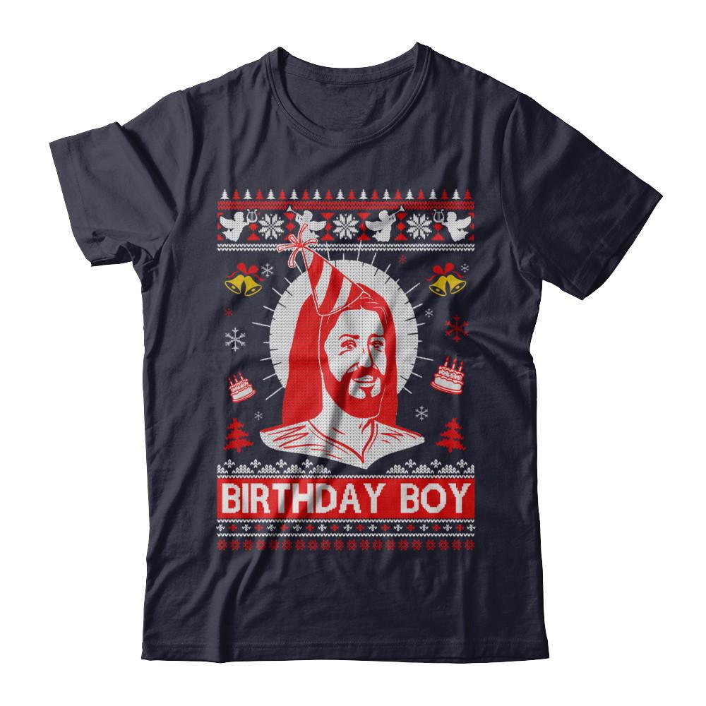 Jesus Birthday Boy Ugly Christmas Sweater-T-Shirt & Sweatshirt-Premium T-Shirt-Midnight Navy
