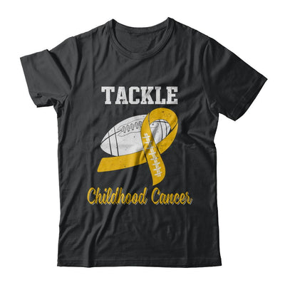 Football Survivor Tackle Yellow Childhood Cancer Awareness-T-Shirt & Hoodie-Classic T-Shirt-Black