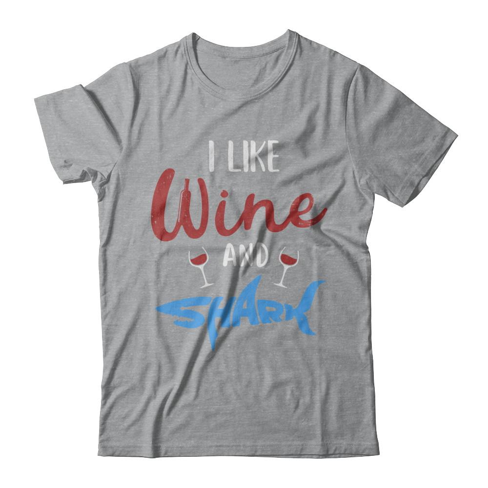 Funny Ocean I Like Wine And Sharks Gift-T-Shirt & Hoodie-Classic T-Shirt-Sport Grey