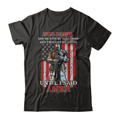 Knight American The Devil Saw Me With My Head Down Veteran-T-Shirt & Hoodie-Classic T-Shirt-Black