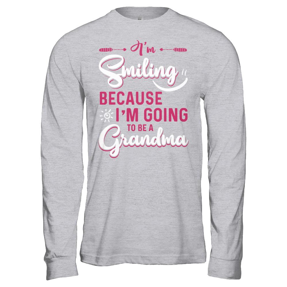 I'm Smiling Because I'm Going To Be A Grandma-T-Shirt & Hoodie-Long Sleeve T-Shirt-Sport Grey