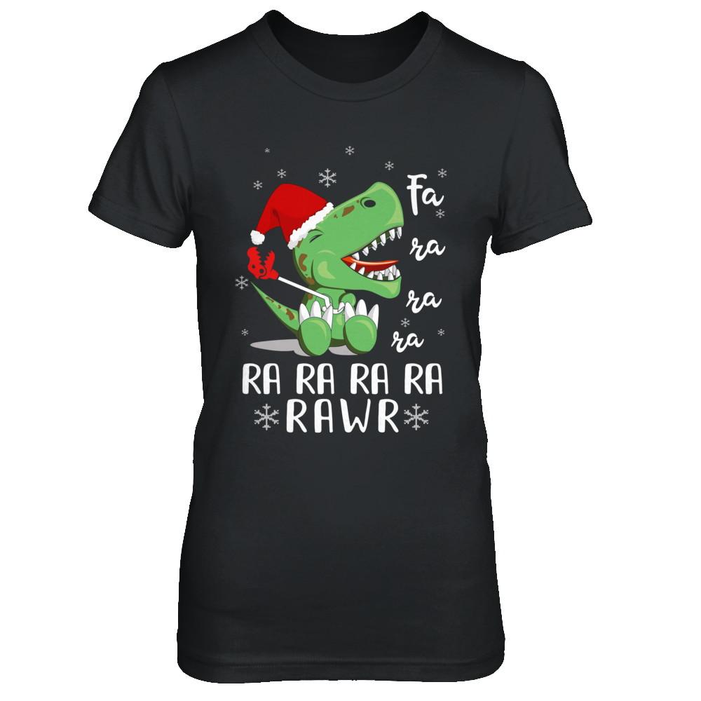 Funny Fa La La Fa Ra Rawr T-Rex Dinosaur Christmas-T-Shirt & Hoodie-Women's T-Shirt-Black