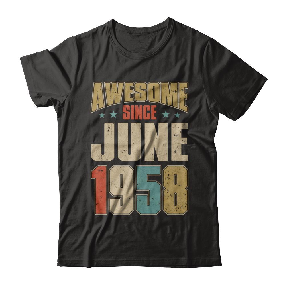 Vintage Retro Awesome Since June 1958 63th Birthday-T-Shirt & Hoodie-Premium T-Shirt-Black