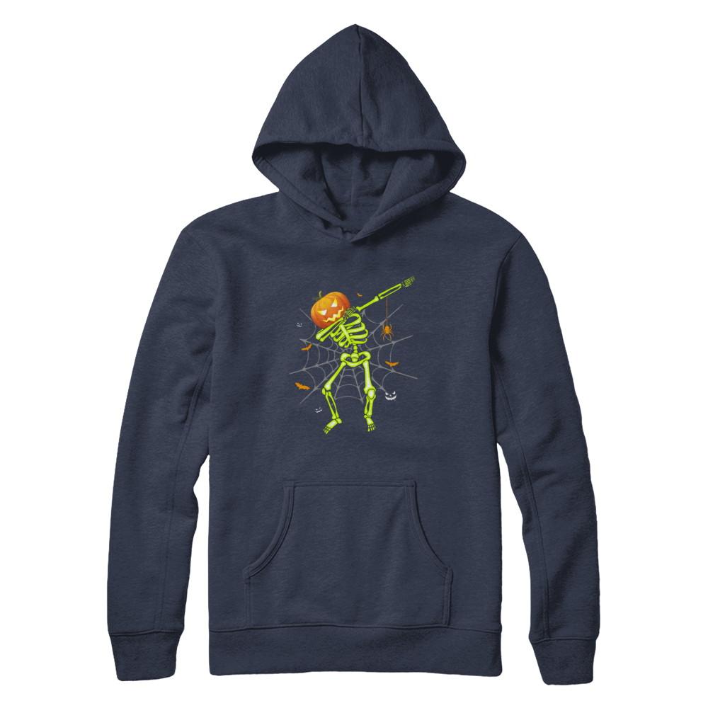 Funny Dabbing Skeleton Pumpkin Halloween Dab-T-Shirt & Hoodie-Pullover Hoodie-Navy