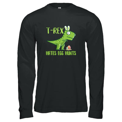 Funny Easter Bunny Dinosaur T-Rex Hates Egg Hunts-T-Shirt & Tank Top-Long Sleeve T-Shirt-Black