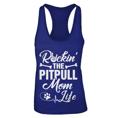Rockin The Pit bull Mom Life-T-Shirt & Tank Top-Women's Ideal Racerback Tank-Royal
