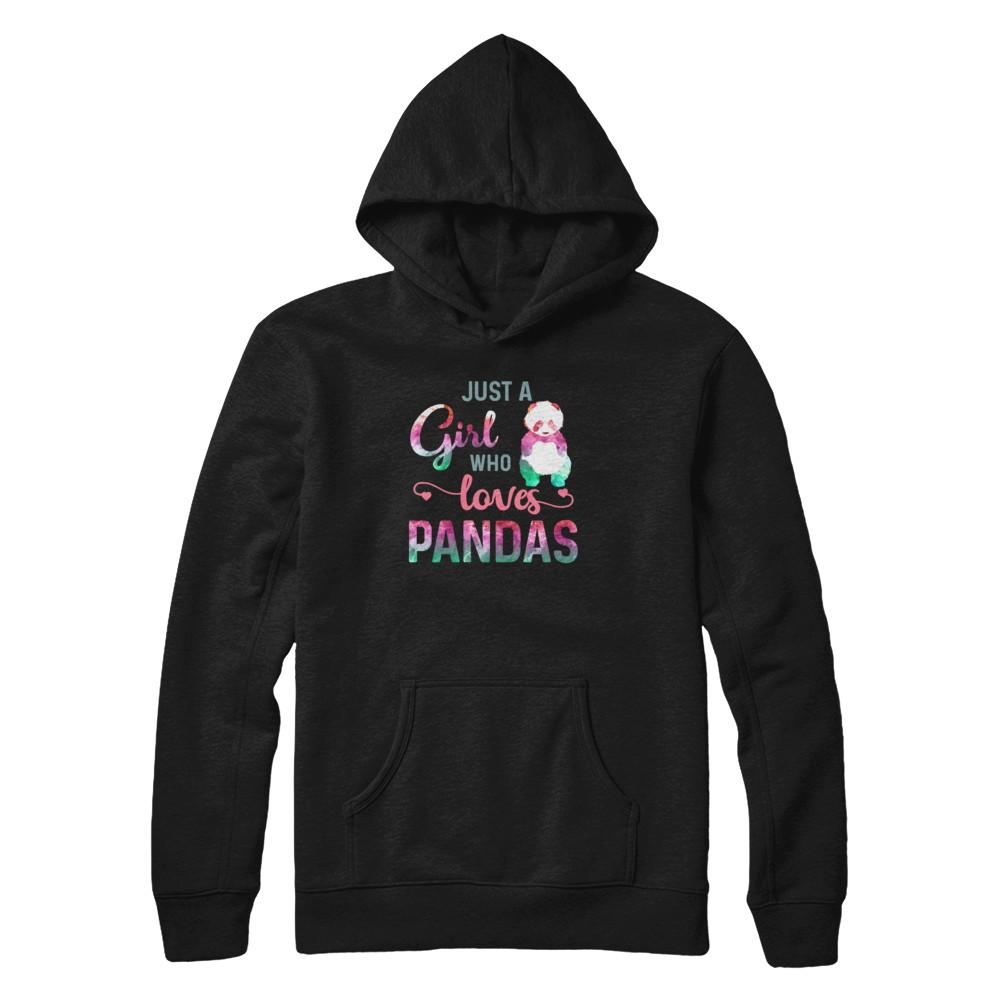 Just A Girl Who Loves Pandas Panda Lover-T-Shirt & Tank Top-Pullover Hoodie-Black