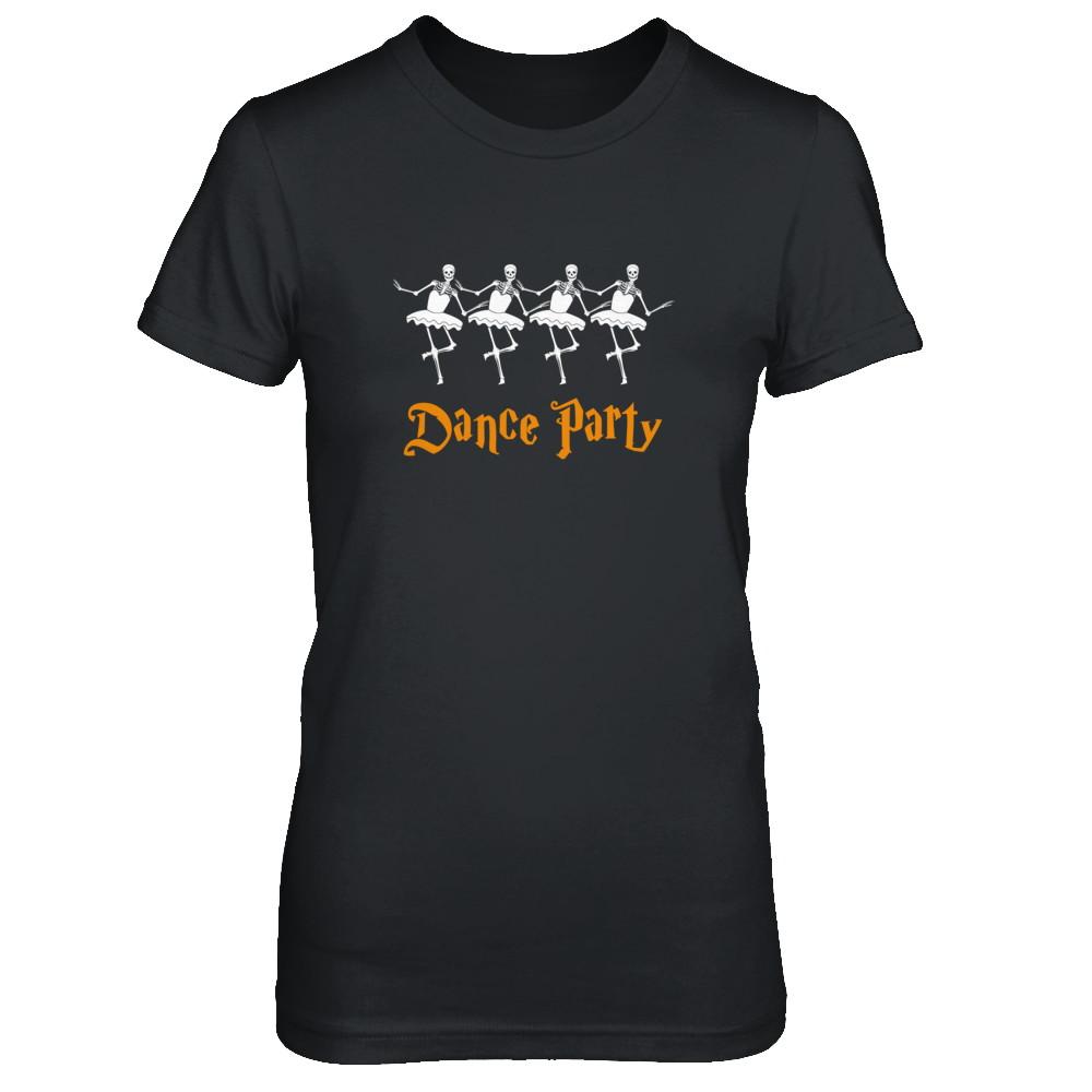 Ballet Skeleton Dance Party Happy Halloween-T-Shirt & Tank Top-Women's T-Shirt-Black