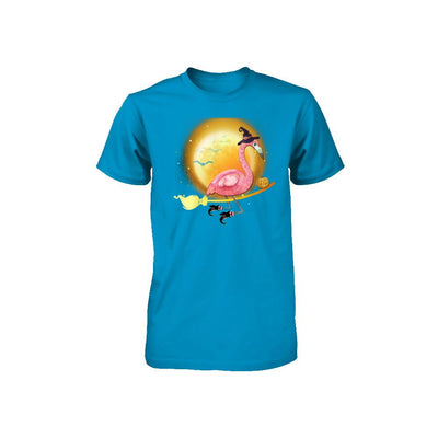 Funny Halloween Flamingo Witch Broom Scary Youth-Youth Shirt-