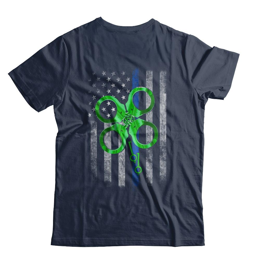 Thin Blue Line Happy St Patrick's Day Clover Police-T-Shirt & Hoodie-Classic T-Shirt-Navy