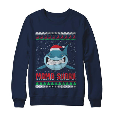 Mama Claus Shark Family Matching Christmas Ugly Sweater-T-Shirt & Sweatshirt-Crewneck Sweatshirt-Navy