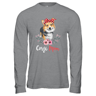 Corgi Mom Gift For Women Dog Lover-T-Shirt & Hoodie-Long Sleeve T-Shirt-Sport Grey