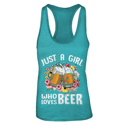 Just A Woman Who Loves Beer-T-Shirt & Tank Top-Women's Ideal Racerback Tank-Tahiti Blue