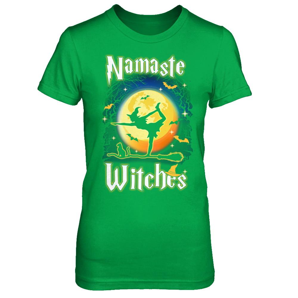Namaste Witches Yoga Halloween-T-Shirt & Hoodie-Women's T-Shirt-Irish Green