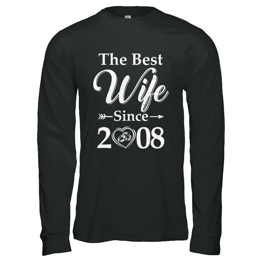 13th Married Together Anniversary Since 2008 Husband Wife-T-Shirt & Hoodie-Long Sleeve T-Shirt-Black