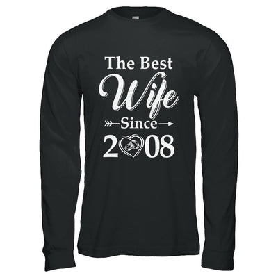 13th Married Together Anniversary Since 2008 Husband Wife-T-Shirt & Hoodie-Long Sleeve T-Shirt-Black