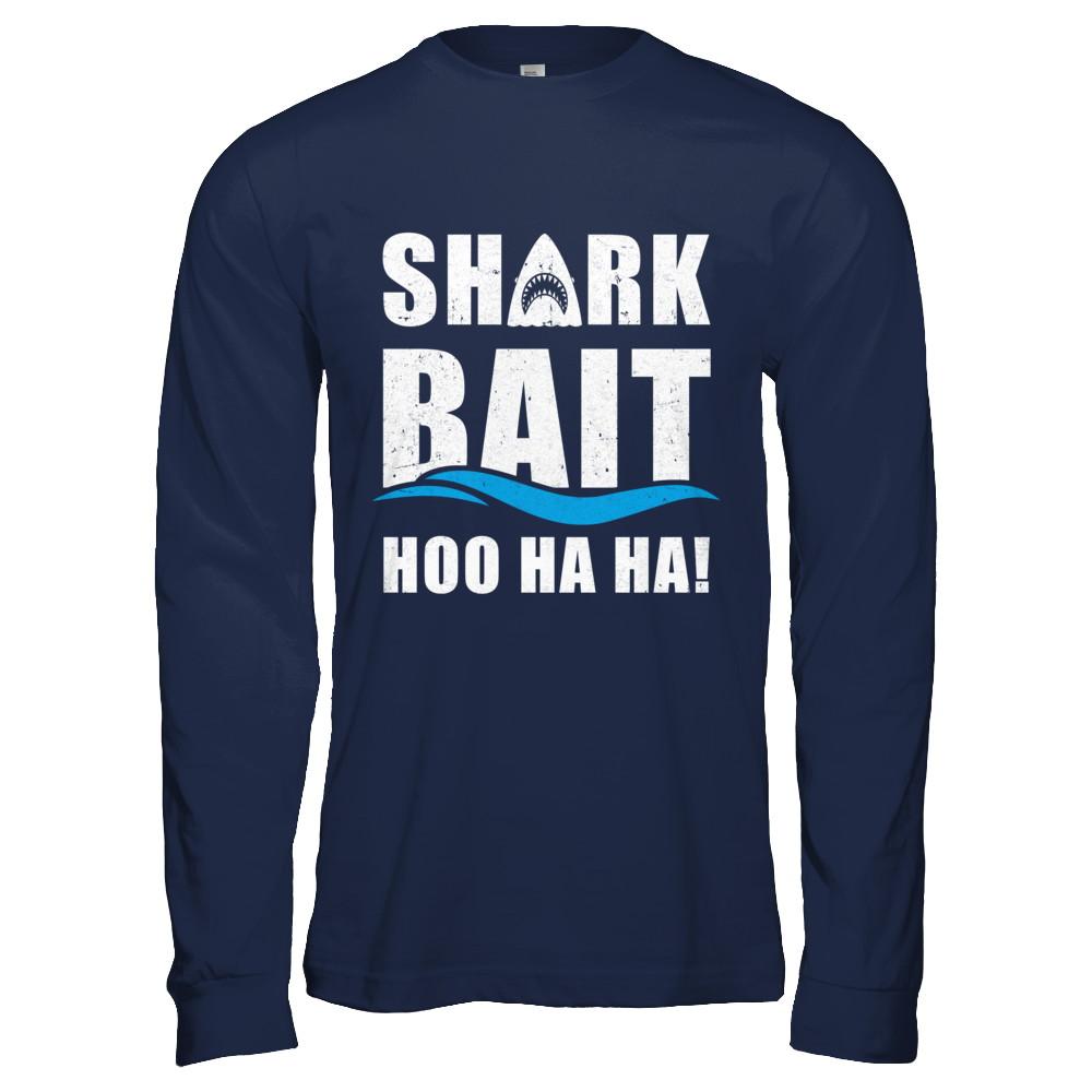 Funny Shark Bait Hoo Ha Ha Shark-T-Shirt & Hoodie-Long Sleeve T-Shirt-Navy
