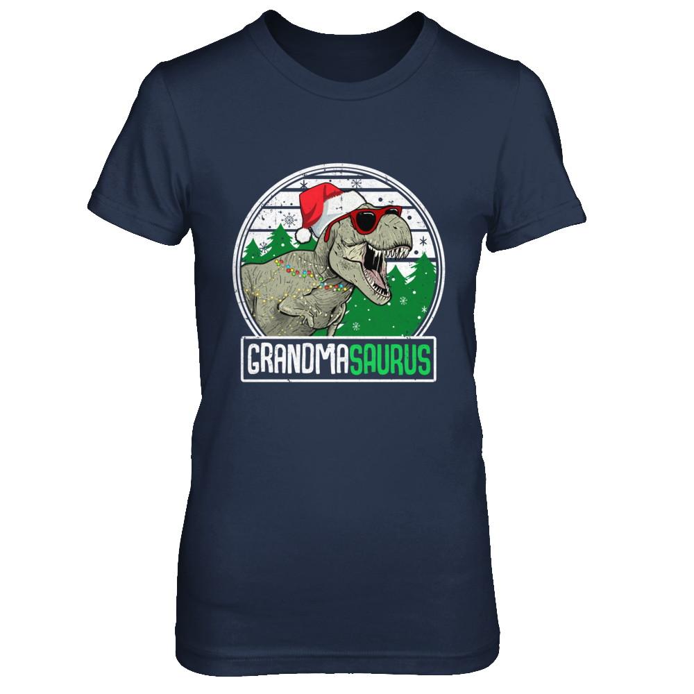 Grandmasaurus Grandma Dinosaur T-Rex Family Christmas-T-Shirt & Sweatshirt-Women's T-Shirt-Navy