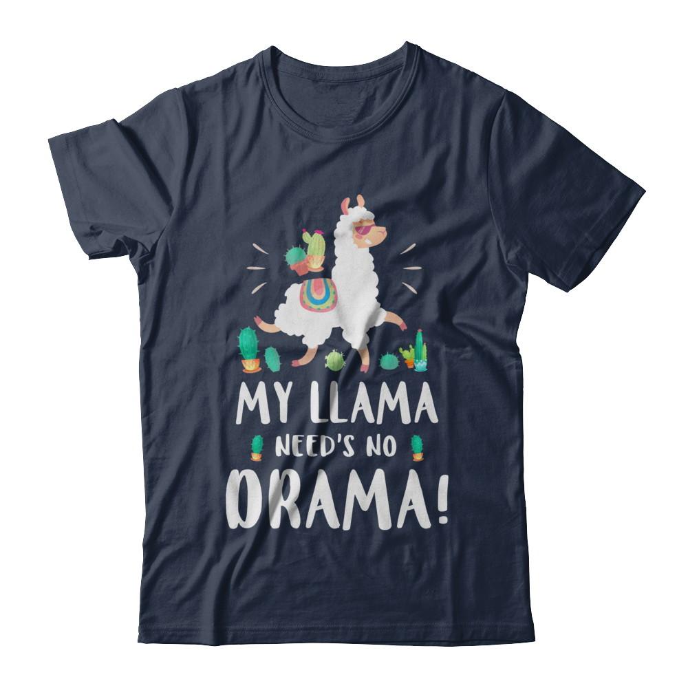Funny Lama Cactus Llama Need's No Drama-T-Shirt & Hoodie-Classic T-Shirt-Navy