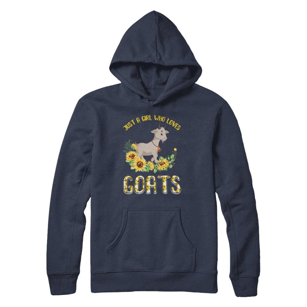 Just A Girl Who Loves Goats And Sunflowers-T-Shirt & Hoodie-Pullover Hoodie-Navy