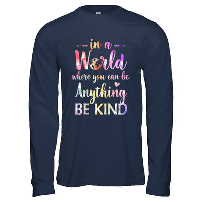 Autism In A World Where You Can Be Anything Be Kind-T-Shirt & Hoodie-Long Sleeve T-Shirt-Navy