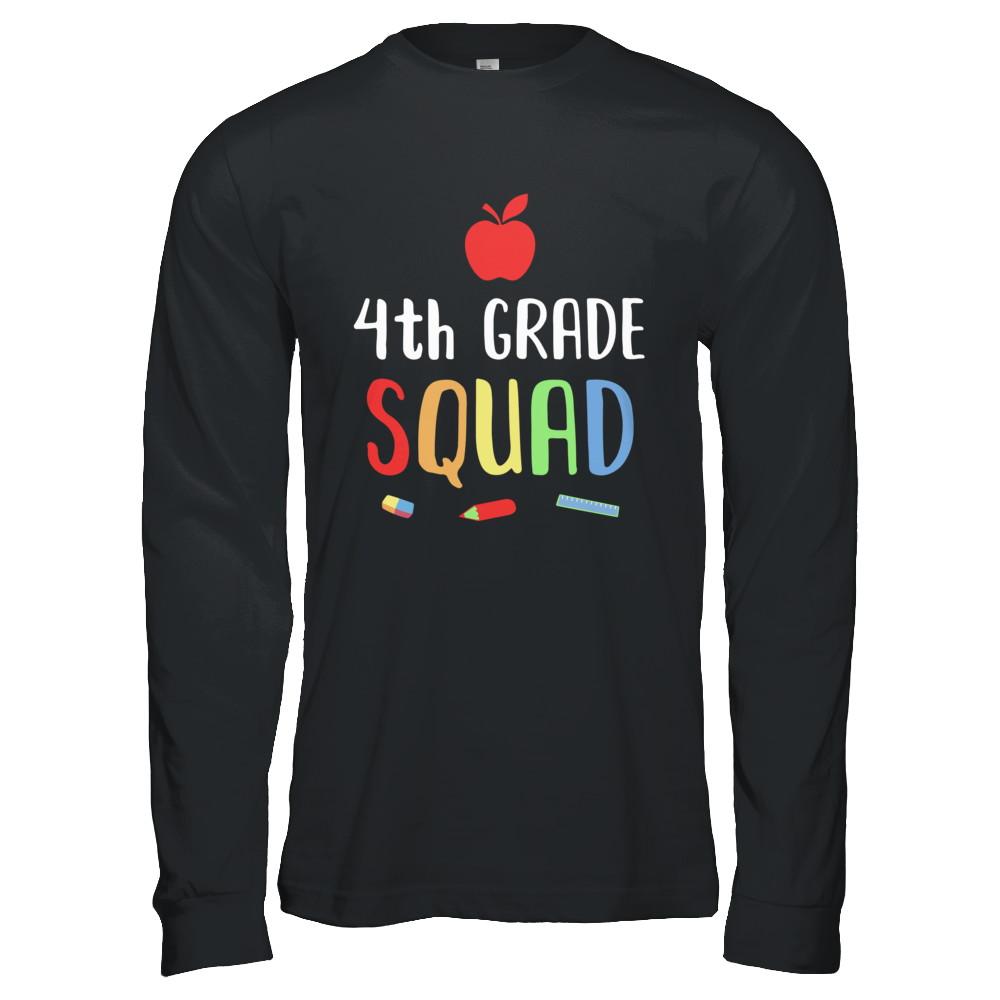 4th Grade Squad Back To School Teacher Fourth Grade-T-Shirt & Hoodie-Long Sleeve T-Shirt-Black