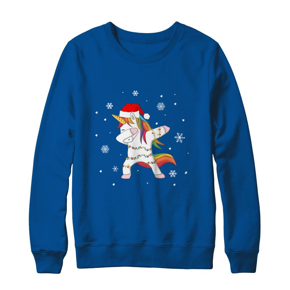 Dabbing Unicorn Ugly Christmas Sweater Girls-T-Shirt & Sweatshirt-Crewneck Sweatshirt-Deep Royal
