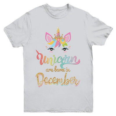 Cute Unicorns Are Born In December Birthday Gift Youth-Youth Shirt-Youth T-Shirt-Sport Grey
