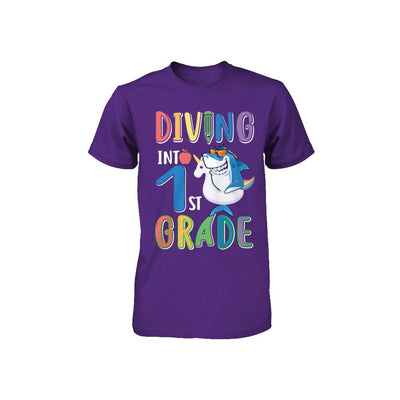 Diving Into 1st Grade Back To School Shark Youth-Youth Shirt-