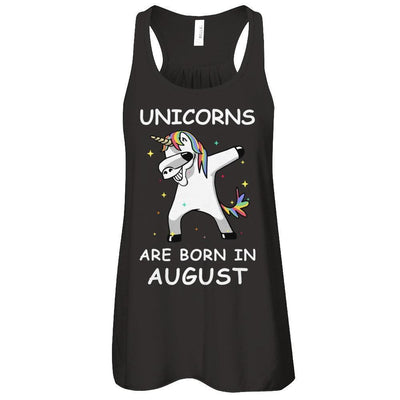 Unicorns Are Born In August Cute Dabbing-T-Shirt & Tank Top-Women's Flowy Racerback Tank-Black