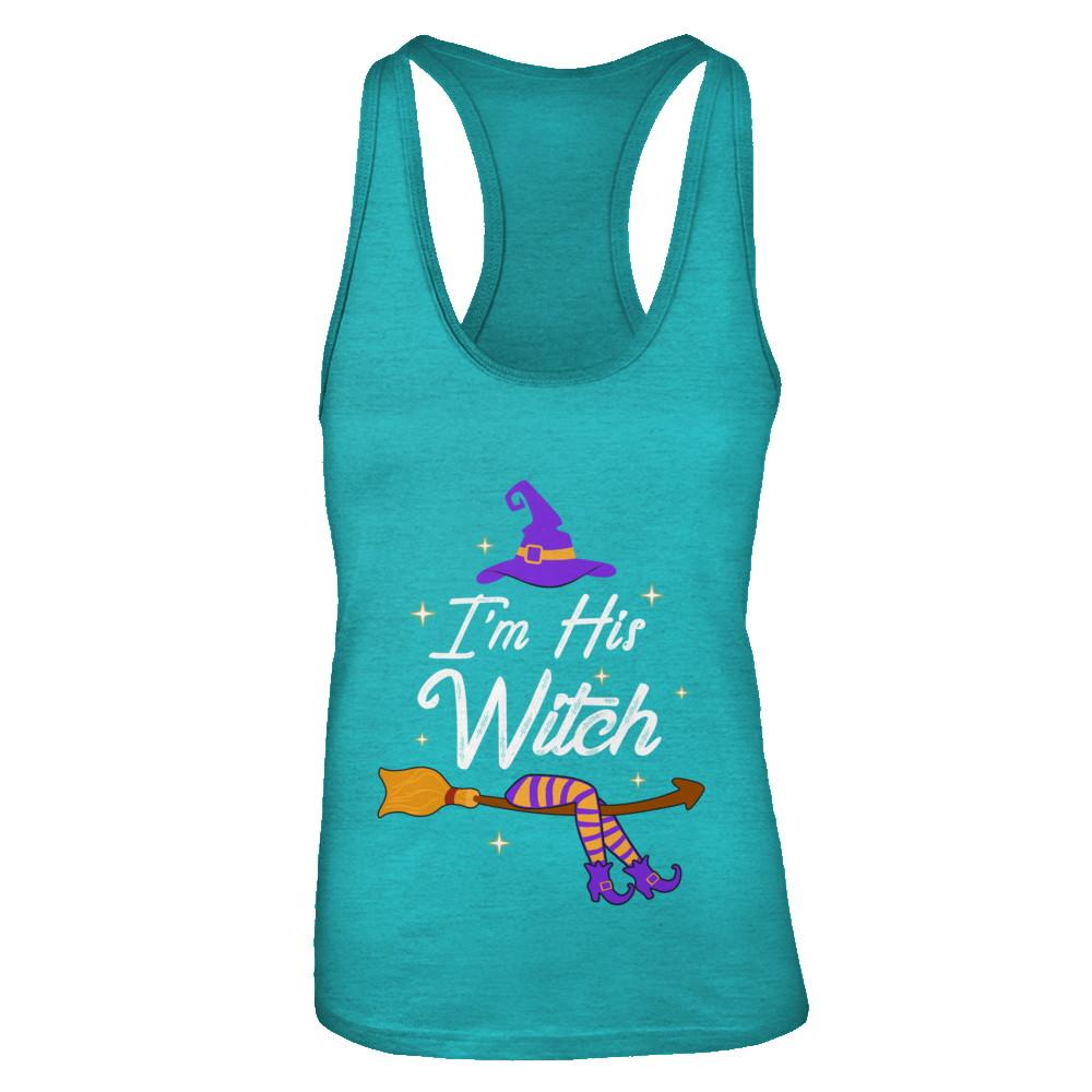 I'm His Witch Matching Boyfriends Husband Halloween-T-Shirt & Tank Top-Women's Ideal Racerback Tank-Tahiti Blue