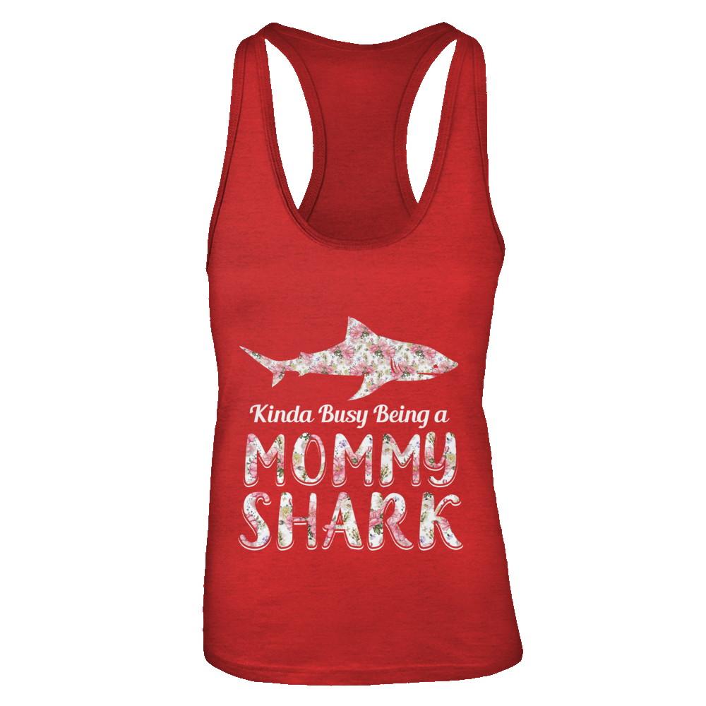 Mommy Shark Kinda Busy Being A Mommyshark-T-Shirt & Tank Top-Women's Ideal Racerback Tank-Red