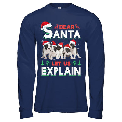 Dear Santa Funny Pit bull Puppies Christmas Gift-T-Shirt & Hoodie-Long Sleeve T-Shirt-Navy