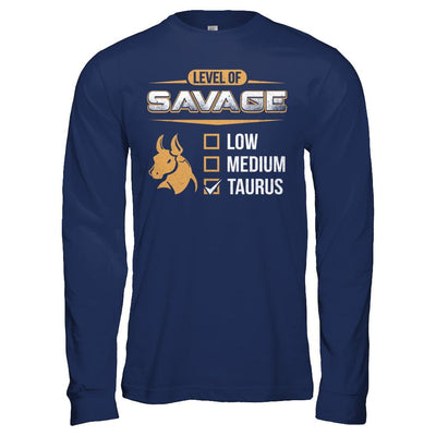 Level Of Savage Taurus-T-Shirt & Hoodie-Long Sleeve T-Shirt-Navy