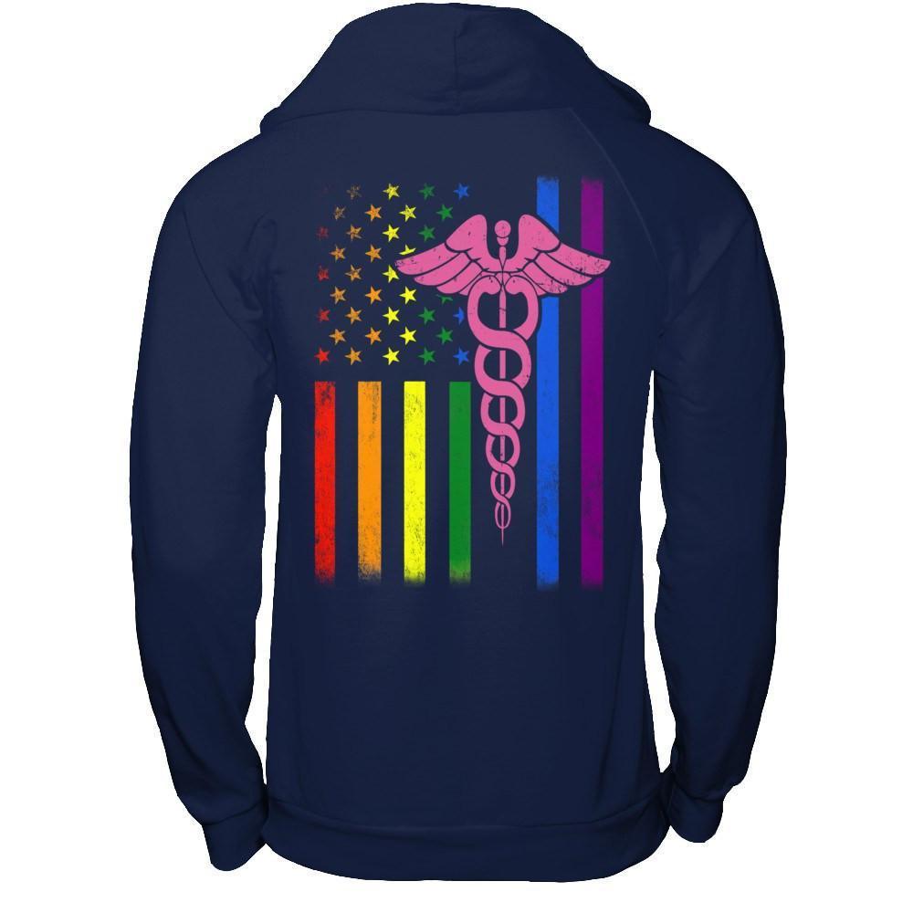 Nurse Rainbow Lgbt Flag Pride Lesbian Gay Super Stronger-T-Shirt & Hoodie-Pullover Hoodie-Navy