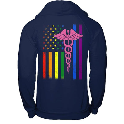 Nurse Rainbow Lgbt Flag Pride Lesbian Gay Super Stronger-T-Shirt & Hoodie-Pullover Hoodie-Navy