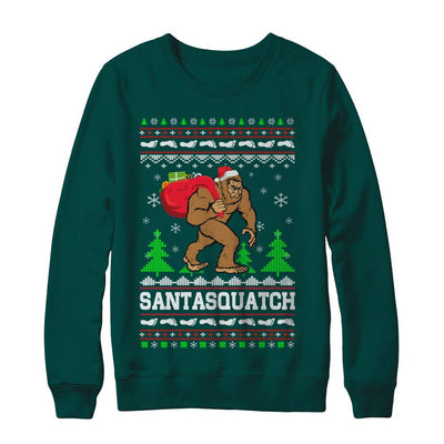 Funny Santasquatch Bigfoot Ugly Christmas Sweater Gift-T-Shirt & Sweatshirt-Crewneck Sweatshirt-Deep Forest