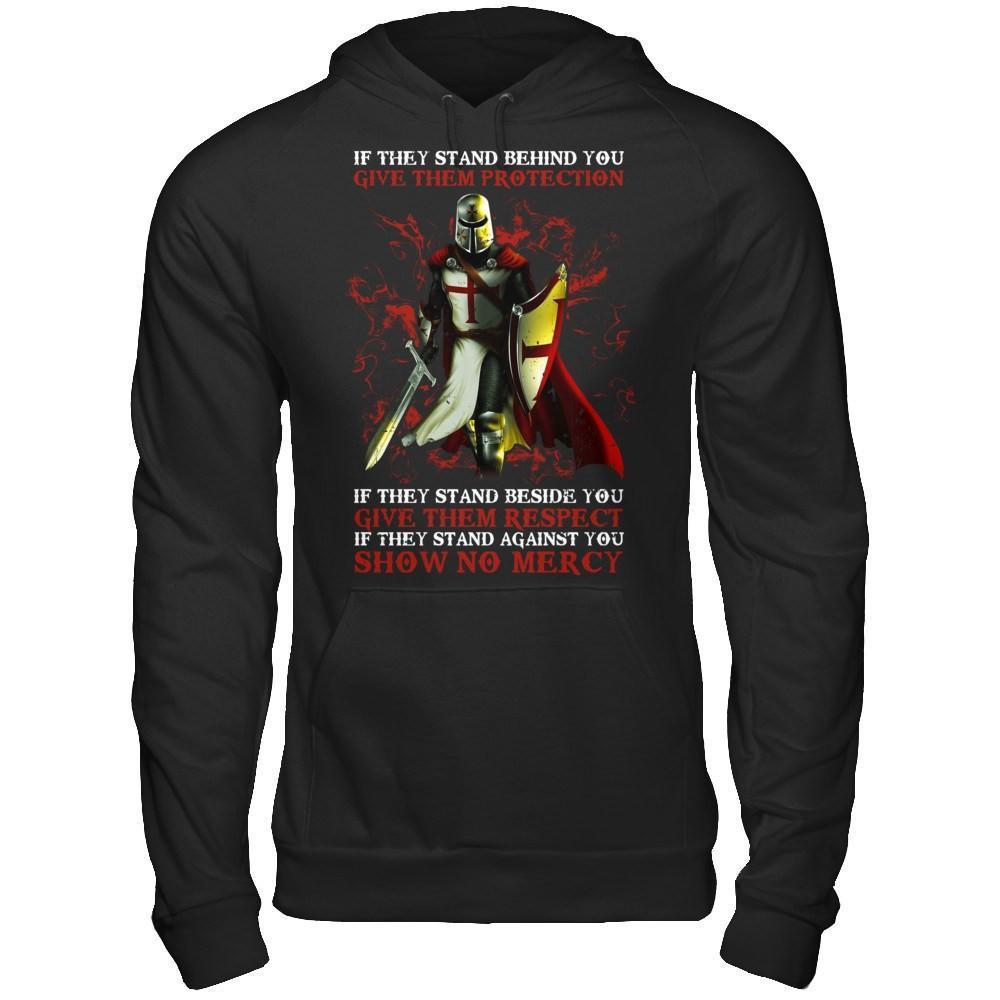 Knight Templar If They Stand Behind You Give Them Protection-T-Shirt & Hoodie-Pullover Hoodie-Black