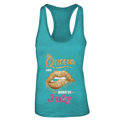 Lipstick Black Queens Are Born In July Birthday Gift-T-Shirt & Tank Top-Women's Ideal Racerback Tank-Tahiti Blue