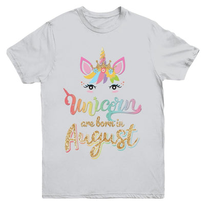 Cute Unicorns Are Born In August Birthday Gift Youth-Youth Shirt-Youth T-Shirt-Sport Grey
