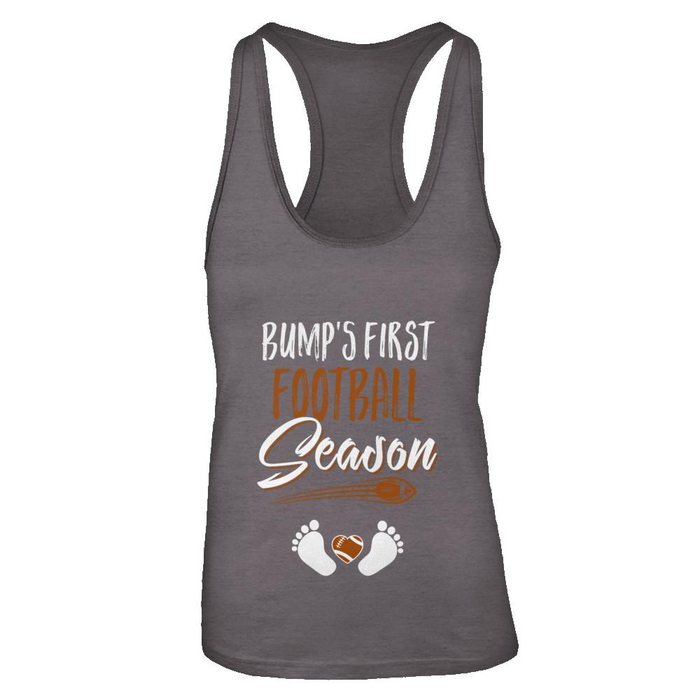 Bump's First Football Season Mommy Mothers Day-T-Shirt & Tank Top-Women's Ideal Racerback Tank-Dark Grey