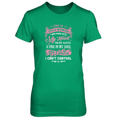 Vintage 1958 Woman 63 Birthday I Was Born With My Heart-T-Shirt & Tank Top-Women's T-Shirt-Irish Green