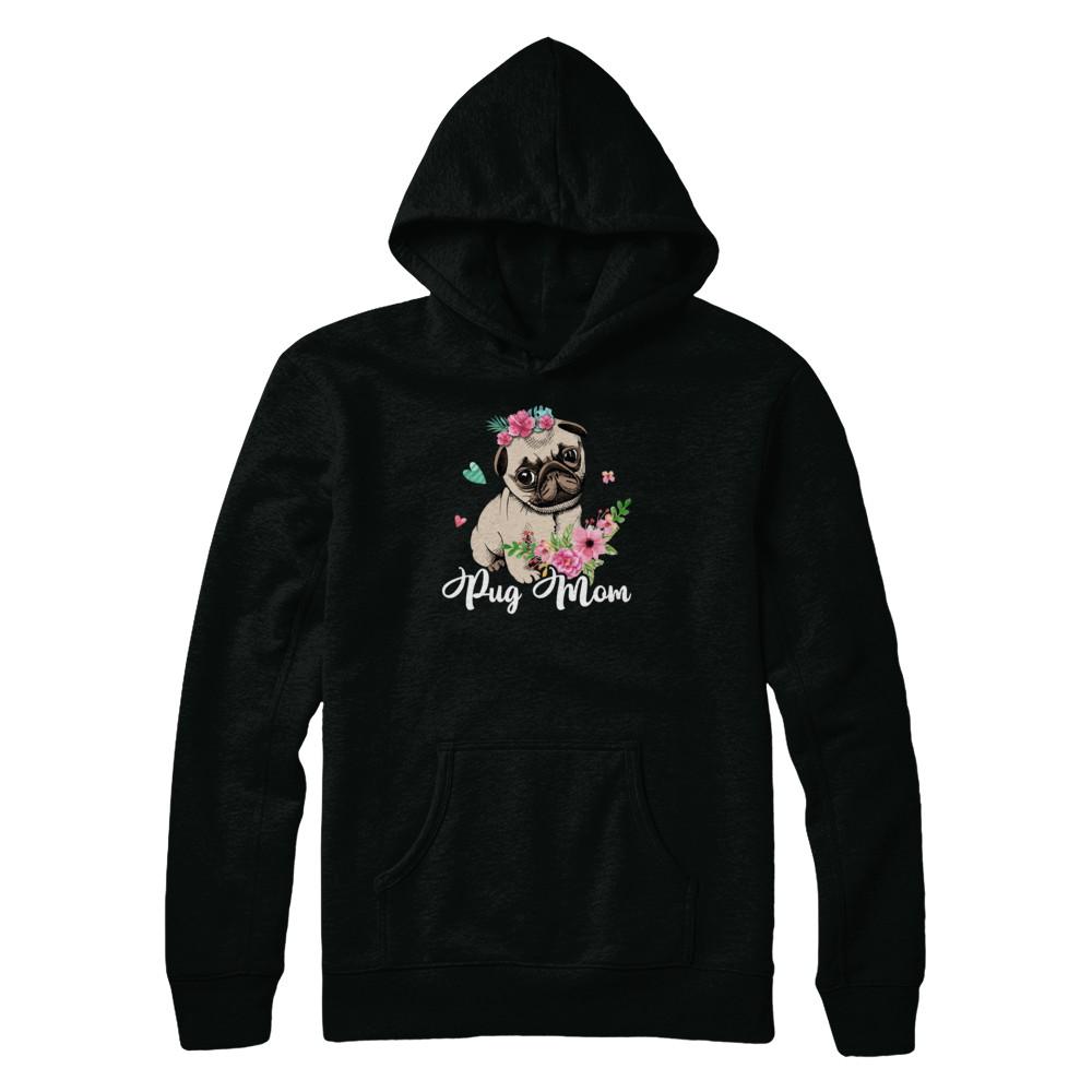 Pug Mom Funny Dog Mom Gift Idea-T-Shirt & Tank Top-Pullover Hoodie-Black